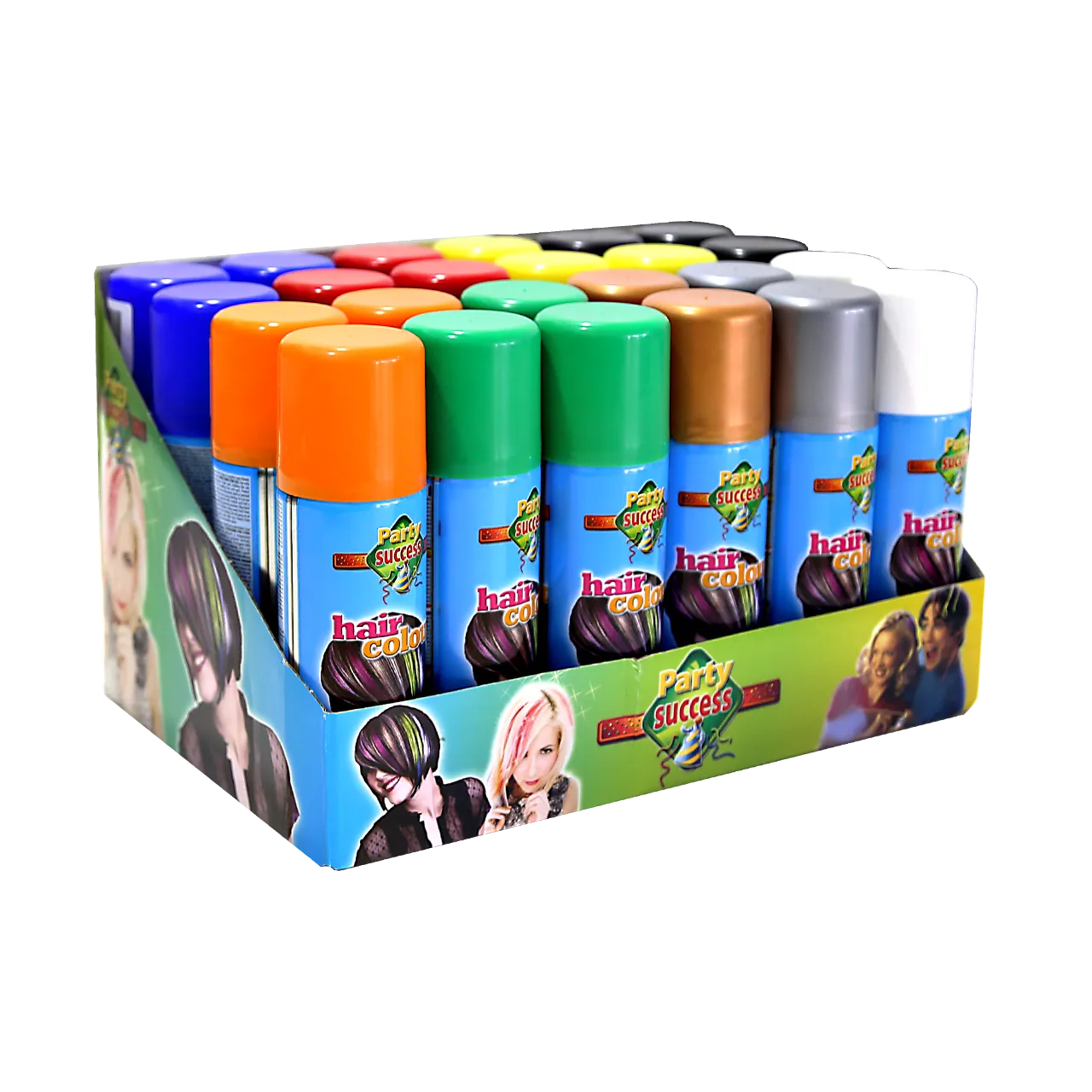 Party Success - Hair Glitter - Party Success Hair Color Spray - Mixed Colors Box 24x125ml