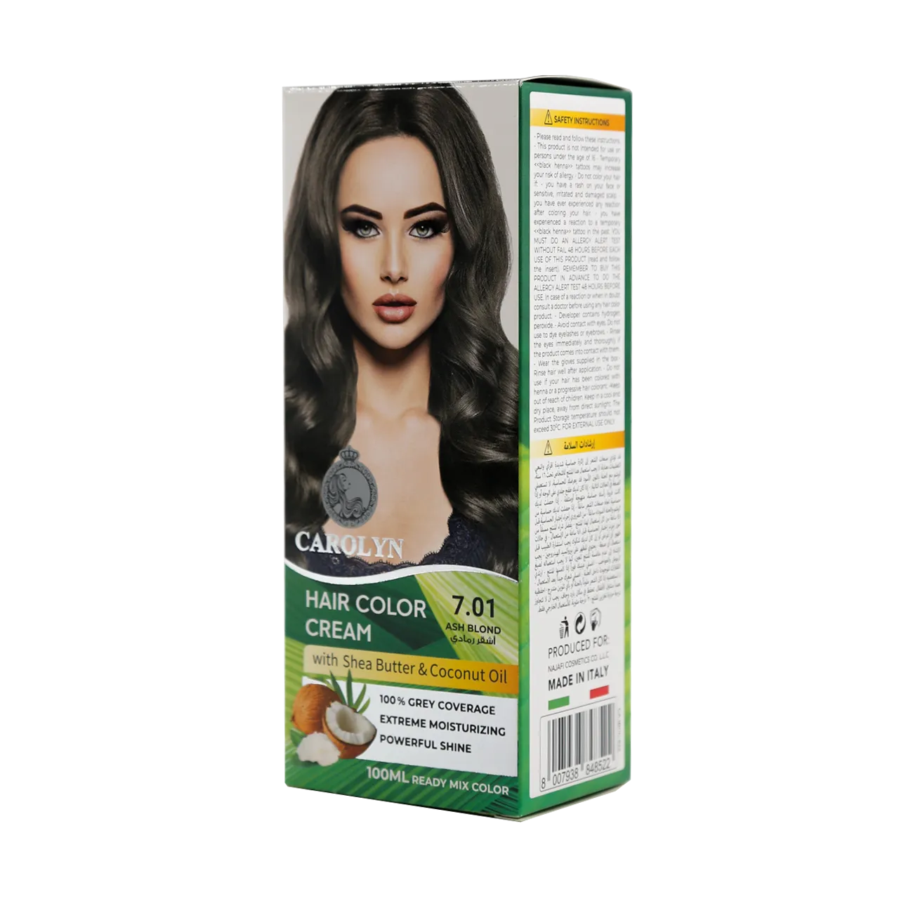 Carolyn - Hair Color - Carolyn Hair Color Cream Kit with Shea Butter & Coconut Oil 7.01 Ash Blond