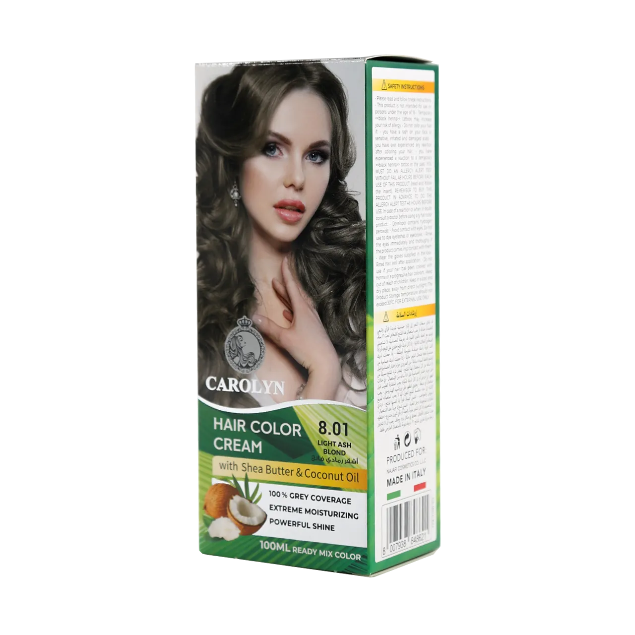 Carolyn - Hair Color - Carolyn Hair Color Cream Kit with Shea Butter & Coconut Oil 8.01 Light Ash Blond