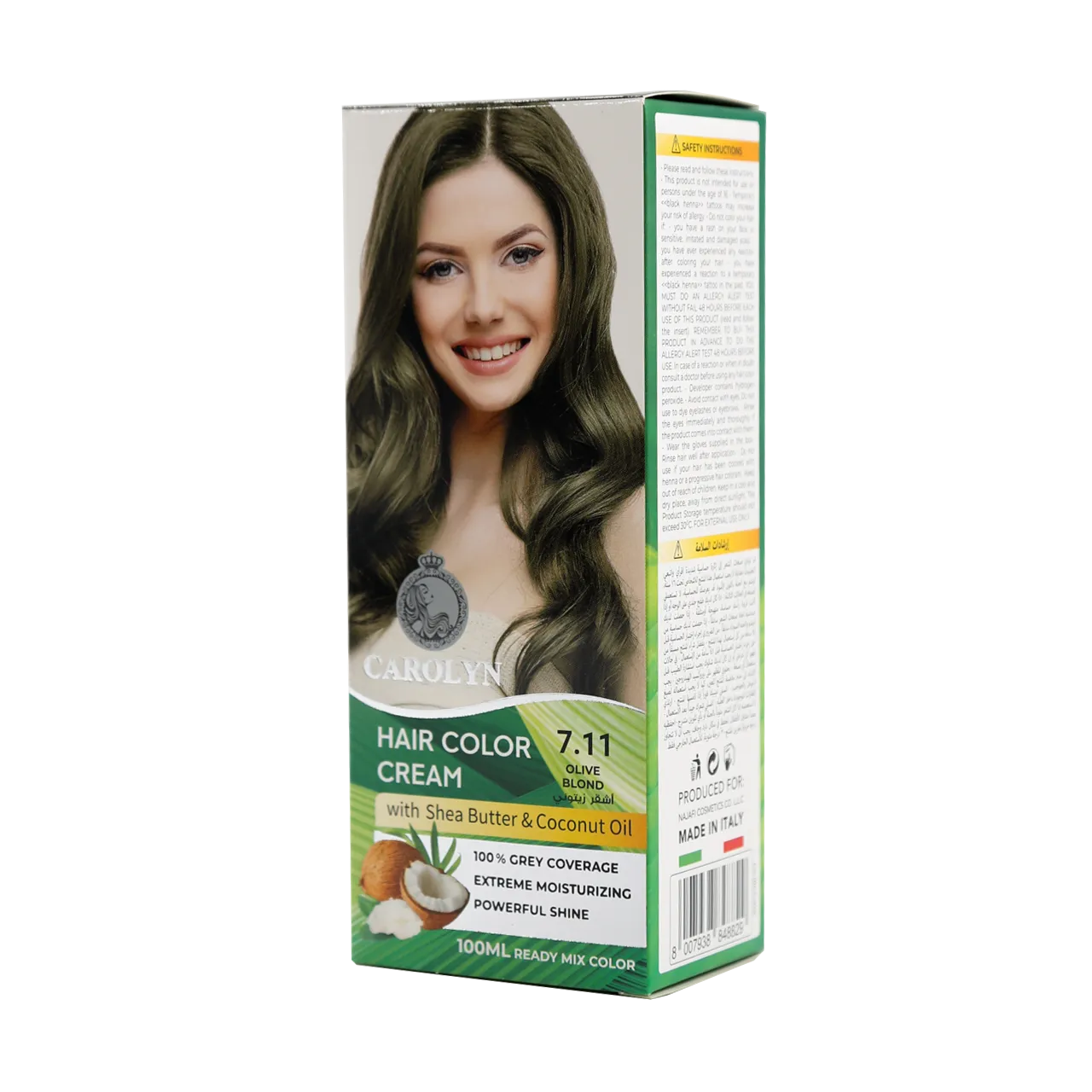 Carolyn - Hair Color - Carolyn Hair Color Cream Kit with Shea Butter & Coconut Oil 7.11 Olive Blond