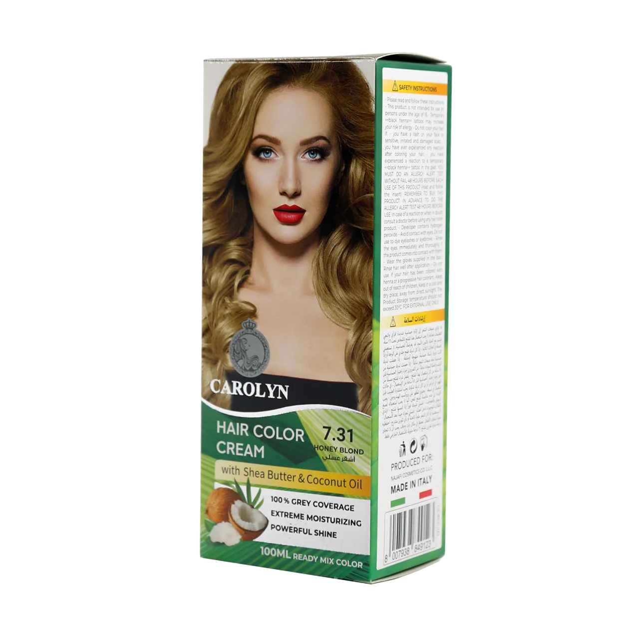 Carolyn - Hair Color - Carolyn Hair Color Cream Kit with Shea Butter & Coconut Oil 7.31 Honey Blond