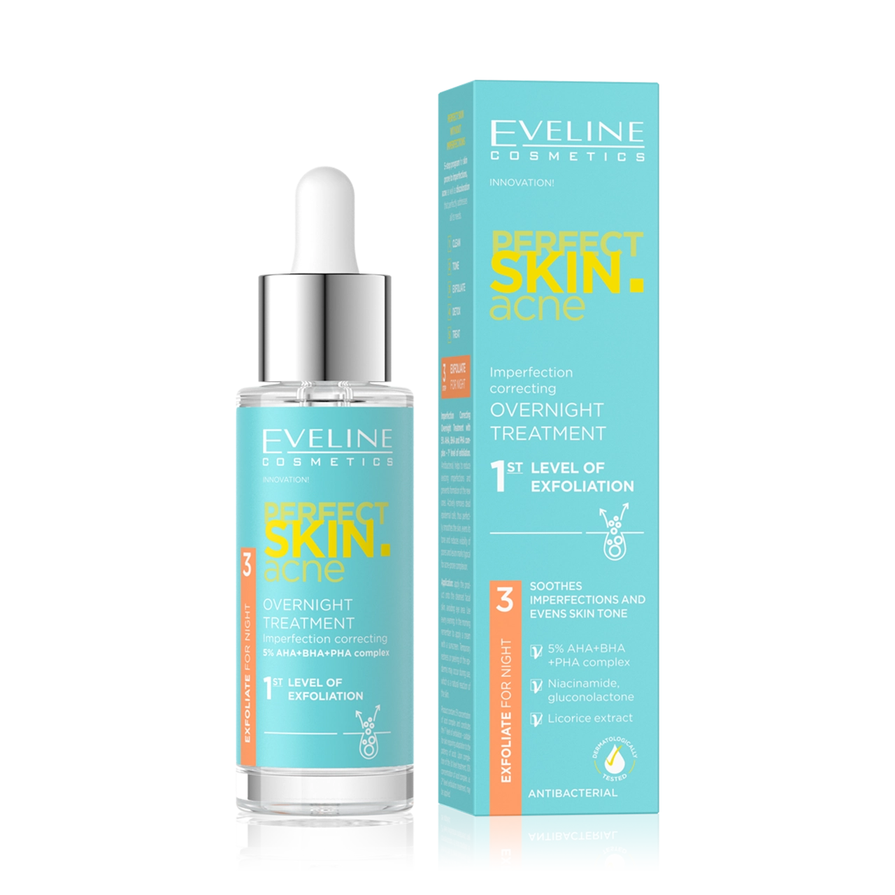 Eveline Cosmetics - Other - Perfect Skin Acne Overnight Treatment Exfoliation Level 1 30ml
