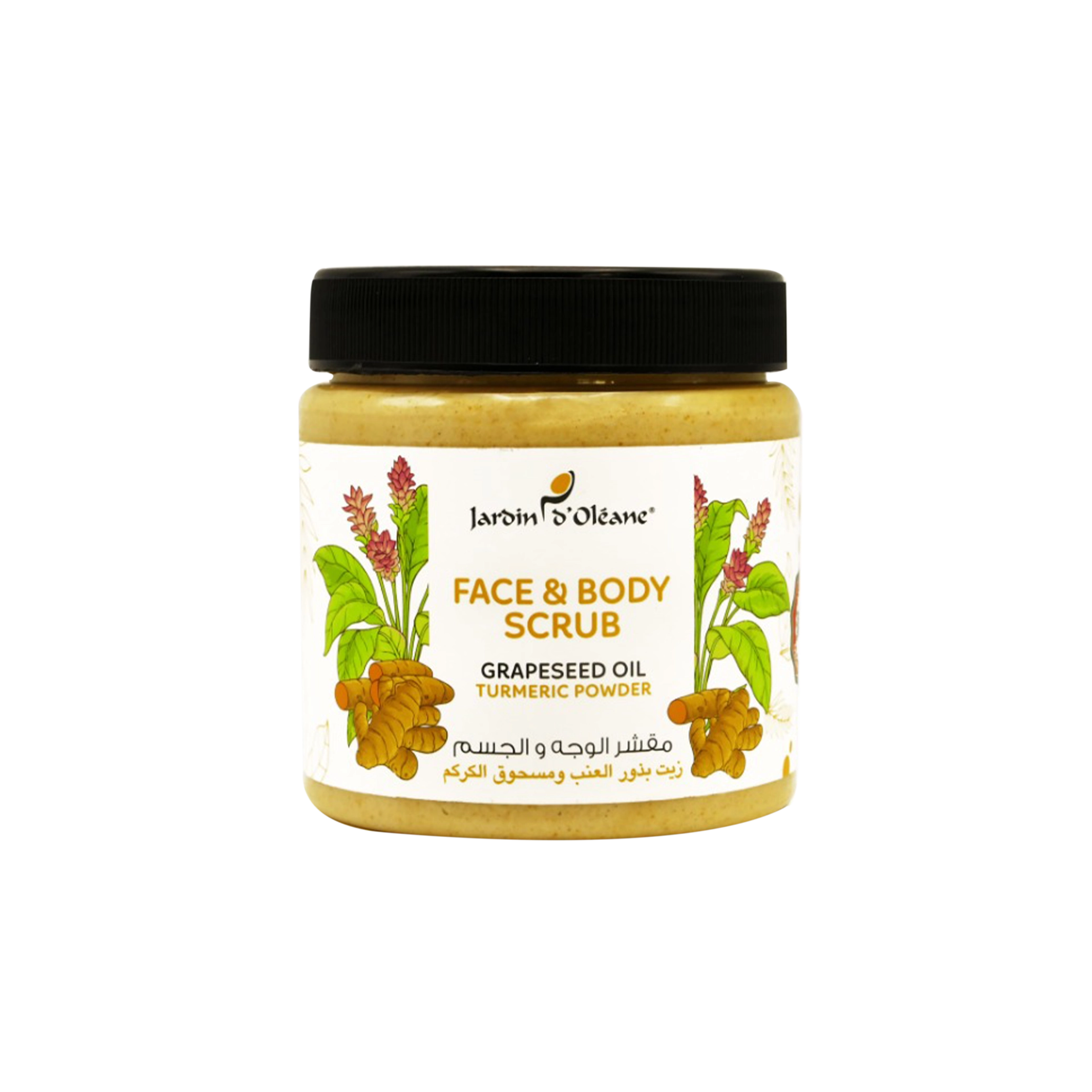 Jardin D'oleane - Scrub - Face & Body Scrub with Grapeseed Oil & Turmetic Powder 500ml