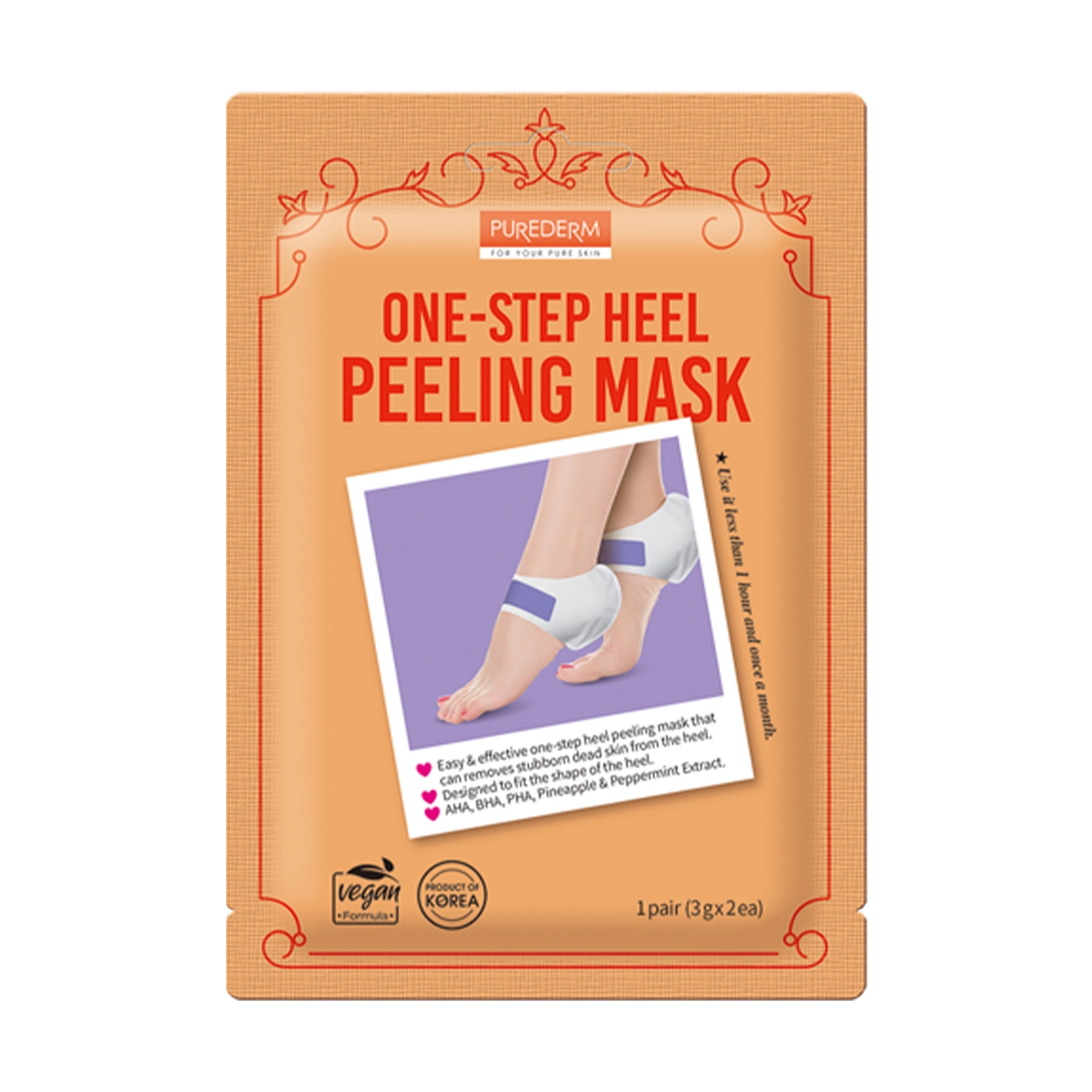 Purederm - Mask - One-step heel Peeling Mask