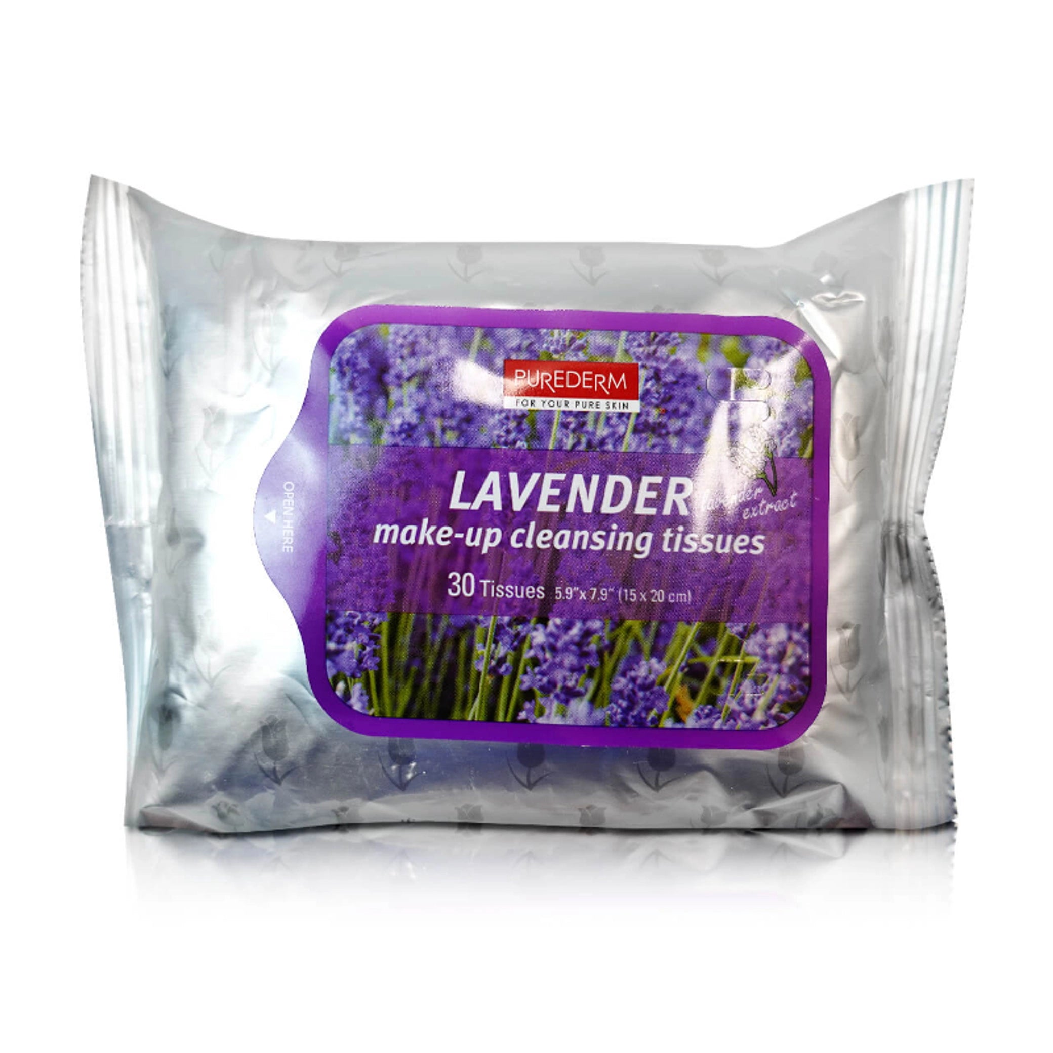 Purederm - Cleansing Towelettes - Lavender Make up Cleansing Tissues (30 Tissues)